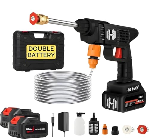 HitMAD® [Double Battery] Cordless Portable Wireless Pressure Washer Gun 48V High Pressure Water Gun for Solar Panel, Car Wash and Bikes Cleaning with...