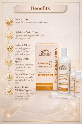 Image of Lilium Vitamin C Shiner Bleach 580g |Instant Natural Glow | Safe & Effective |Complexion Enhancing Care| With Ethyl Ascorbic Acid | Orange & Lemon Peel | Salon, Spa, Home & Professional Use