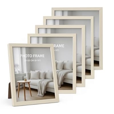 Display 8x10 Picture Frames Set of 5, Multi-pack Photo Frames with High Definition Glass, Horizontal/Vertical Tabletop Display, Perfect Decoration and Great Gift Choice, White