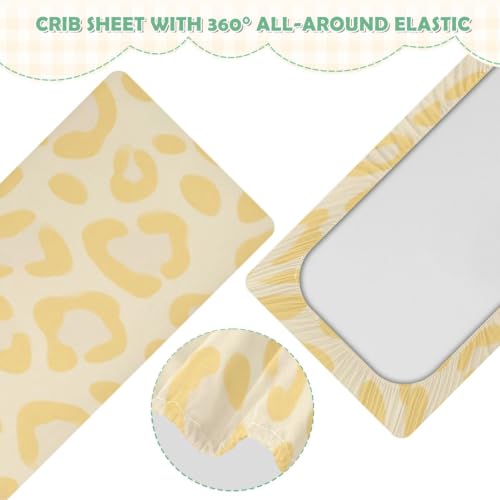 Parure de lit imperméable pour berceau jaune léopard 132x71 cm