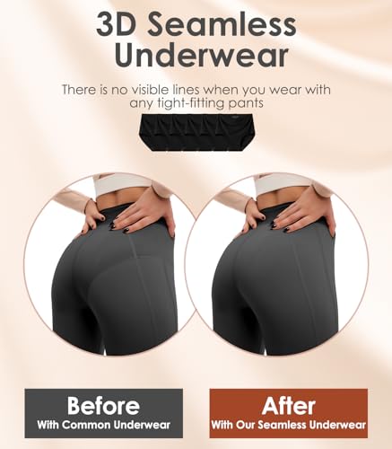 Image of Kalapa Seamless Womens Underwear High Waisted No Show Briefs Silky Stretch Breathable Full Coverage Ladies Panties Multi Pack