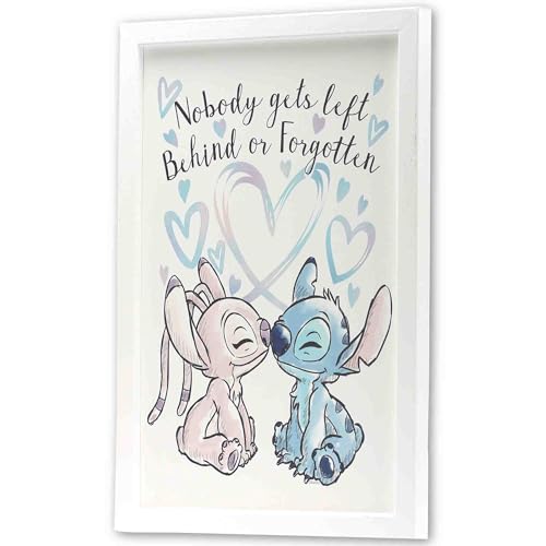 Décoration murale Stitch et Angel cadre bois affiche suspendre Disney - 2