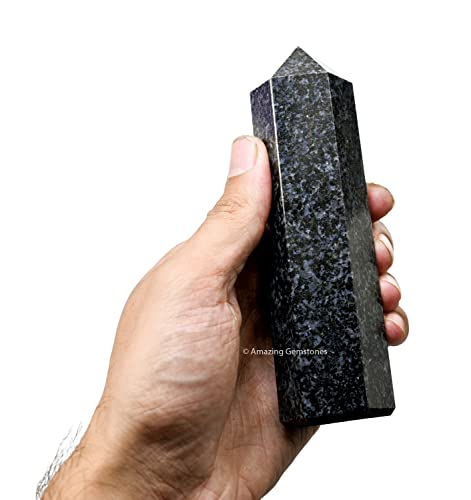 Image of Amazing Gemstone Large Indigo Gabbro Crystal Towers ~ Natural Healing Crystal Point Obelisk for Reiki Healing and Crystal Grid (5.5 to 6 INCH)