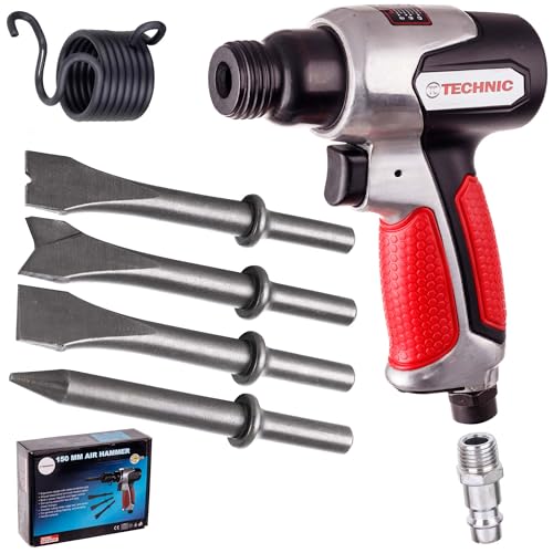 Martillo de impacto neumático 135 mm + 4 cinceles puntiagudos soporte redondo