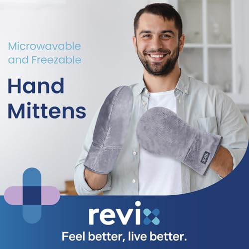 Image of REVIX Heated Mitts for Hand Therapy, Microwavable Hand Warmer for Women and Men, Microwavable Therapy Mittens Unscented Hands Muff | Soft Hand Warmer Mittens with Moist Heat Therapy, Reusable Microwave Heating Comfort for Fingers, Hands and Wrists, 1 Pair