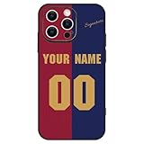 FENBAND Custom Name & Number Soccer Phone Case Compatible with iPhone 17 Air 16 Pro Max/Plus 15 14 13 12 11 16e, Fantasy Design Shockproof Case (Barcelona 3)