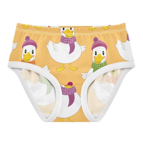 Colorful Cute Ducks Orange Toddler Girls Underwear 2t Cotton Panties for Girl Fancy Kids Briefs Undies