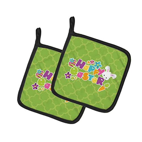 Caroline's Treasures Bb6900Pthd Happy Easter Green Quatrafoil Pair Of Pot Holders Kitchen Heat Resistant Pot Holders Sets Oven Hot Pads For Cooking Baking Bbq, 7 1/2 X 7 1/2 #TOP10