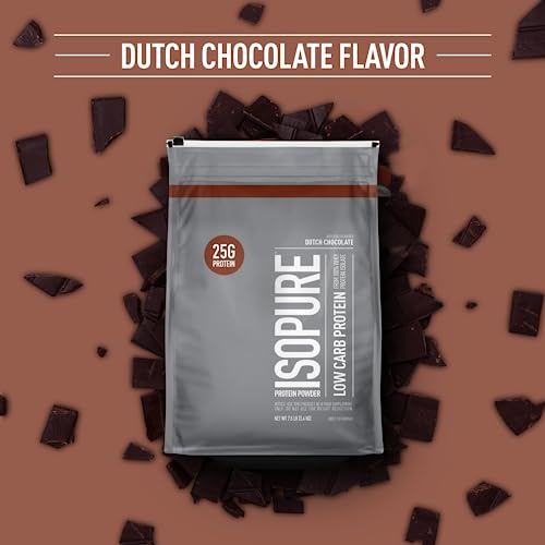 Image of Isopure Low Carb 100% Whey Protein Isolate Powder - 7.5 lbs, 3.4 kg (Dutch Chocolate), 25g Protein per serve, Lactose-Free, Gluten-Free, Vegetarian protein for Men & Women.