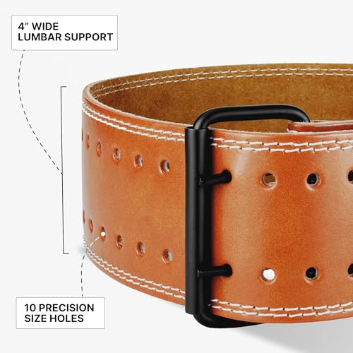 DMoose Lifting Belts for Men Genuine Leather for Men and Women, 4 Inch Wide, Adjustable Buckle, 5MM Thick for Weightlifting, Workout, Gym, Squat, Deadlift, Great Lower Back Support (Brown M) - Thumbnail 5