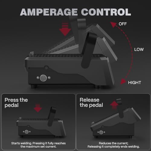 Image of ARCCAPTAIN TIG Welding Foot Pedal, 5-Pin Remote Amp Control | Wider Contact Area / Strap Design / Foot Pedal for TIG200, TIG200P, TIG200PACDC, TIG205PRO and TIG205P PRO