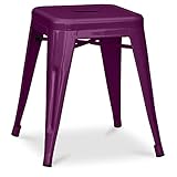 Violet Iconik Interior Tolix Style Tabouret Design Industriel - 45cm - Nouvelle Édition - Stylix Violet
