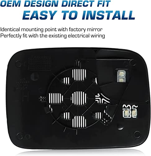 Driver Side Mirror Replacement Glass With Backing Plate Heated Compatible 2005-2009 Dodge Ram 1500 2500 3500 w Blind Spot Lens (Towing Tow Telescopic Telesoping)