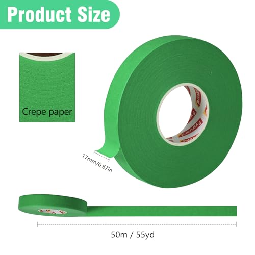 Image of 4 Pack Masking Tape 17mmx50m Automotive Refinish Masking Tape Heat Resistant Green Painters Tape for Car Edges Repair Packaging Masking