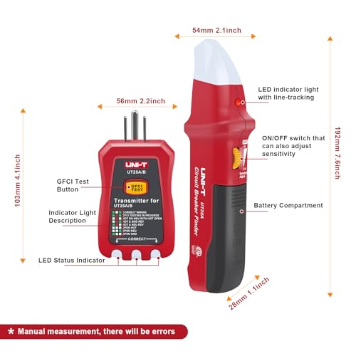 Uni-T Ac Circuit Breaker Finder And Tracer Tool Kit With Electrical Integrated Gfci Outlet Tester thumb #6
