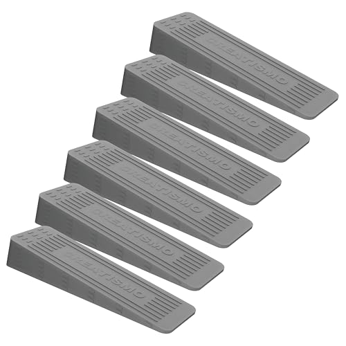 CREATISMO Pack of 6 Grey Rubber Door Stoppers for Floor, Durable, Anti-Skid, Heavy-Duty Rubber Door Wedges Indoors Rubbers, for All Floor Types & Rubbers Doorstops Wedge Preventing Accidents
