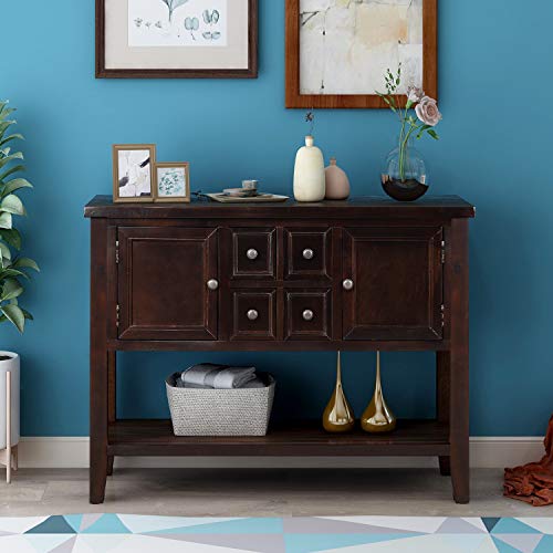 Merax-Rustic-Buffet-Sideboard-Wood-Storage-Cabinet-Console-Table-with-Storage-Shelf-2-Drawers-and-Cabinets-for-Living-Room-Kitchen-Dining-Room-Espresso Merax Rustic Buffet Sideboard Wood Storage Cabinet Console Table with Storage Shelf 2 Drawers and Cabinets for Living Room Kitchen Dining Room Espresso