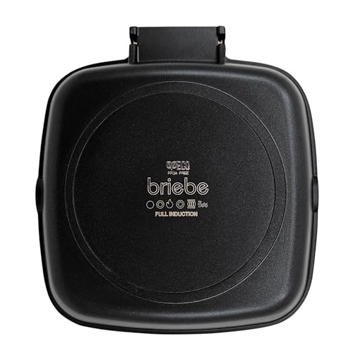 briebe Black Titanium Grill Stripe Rotisserie Induction, Non-stick Titanium, Frying Pan 20 x 20 cm Cast Aluminium without PFOA, Folding Handle, Suitable for Glass-Ceramic, Gas - Image 3