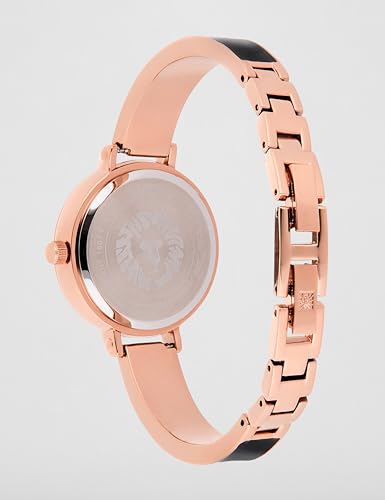 Image of Anne Klein Quartz Analog Black Dial Two Toned Black & Rose Gold Metal Strap Watch for Women - NEAKB3620BKST