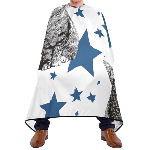 Capa de Barbero ALAZA Cats Azul Estrellas Impermeable 55x65 pulg miniatura 2