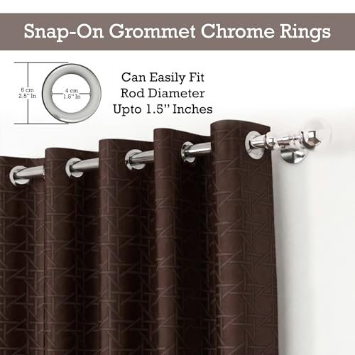 Image of Story@Home 100% True Blackout Long Door Curtains 9 Feet Long Set of 1 | Geometric Design | Room Darkening Curtain | Thermal Insulated Curtains for Living Room | (116 X 275 Cm, Chocolate Brown)