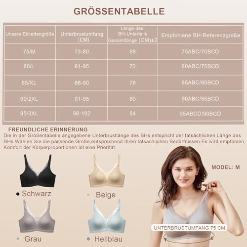 CYTMTZGA Mastektomie Prothesen BH Nahtloser Alltags Post-OP-BH mit Taschen für brustprothese Brustformen BL95