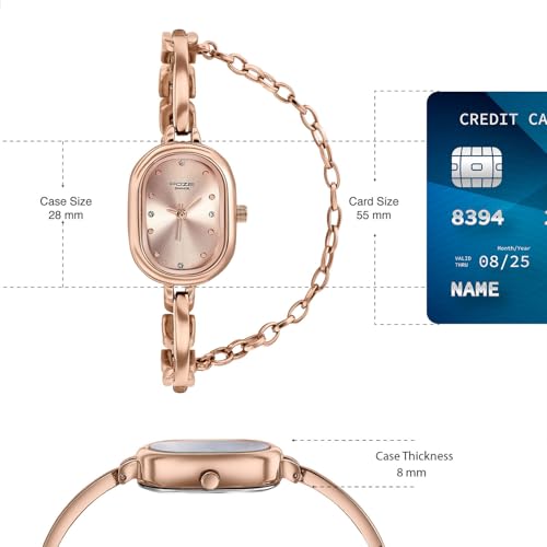 Image of Sonata Poze 8 Quartz Analog Watch with Jewellery Accessory for Women with Pink Dial & IP Rose Gold Alloy Strap - SP80176WM01W