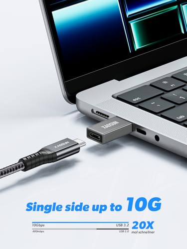 XAOSUN 10Gbps USB to USB C Adapter 3 Pack, 3.1 USBC Female to USB Male Adapter, One-Sided SuperSpeed Data Sync, 100W Fast Charging for iPhone 15 Plus Pro Max, Laptop, Charger, Quest Link, etc
