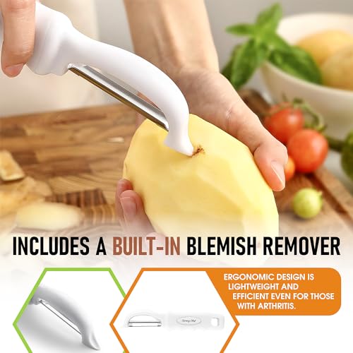 Image of Spring Chef Swivel Potato Peeler for Kitchen with Ergonomic Handle, White