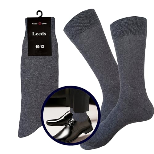 Men's Dress Socks Natural Cotton 6 Pairs SOLID CHARCOAL/DARK GRAY Formal Socks 10-133