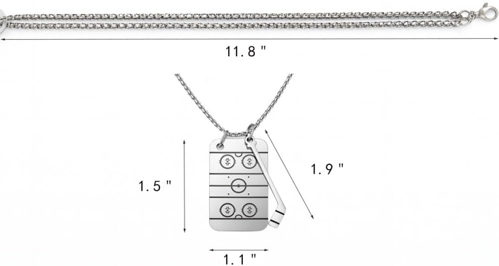 Hockey Stocking Stuffers Hockey Gifts Hockey Necklace Hockey Mom Gifts Ice Hockey Necklace for Men Women Hockey Accessories Silver Stainless Steel - Image 3