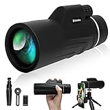 12x55 Monocular Telescope with Smartphone Holder & Tripod High Power Waterproof High Definition Monocular BAK4 Prism Compact for Star Watching Travelling Bird Watching Hunting Camping Adults Kids