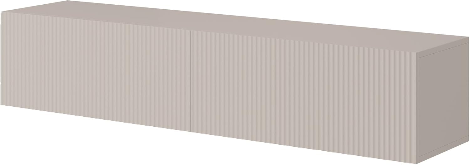 Selsey Meuble TV Armoire De Télévision 140 cm Suspendu Façade Fraisée Beige Gris Veldio