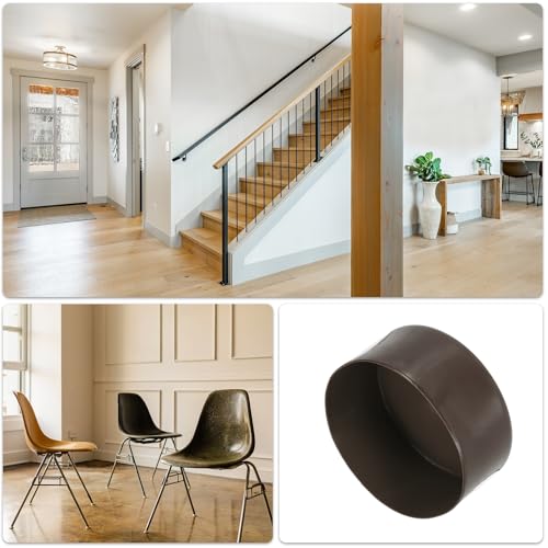 Image of uxcell 2pcs Rubber End Caps 130mm(5 1 /8 Inch) ID x 80mm(3 1 /8 Inch) H Vinyl Round Tube Bolt Cap Cover Screw Thread Protectors Brown
