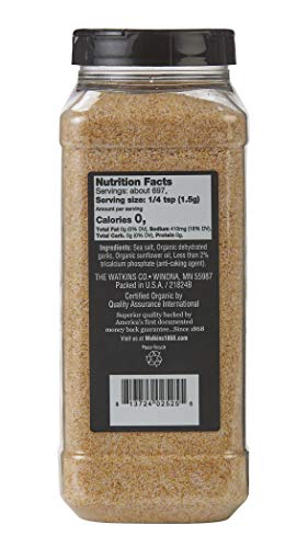 Image of Watkins Gourmet Spice, Organic Garlic Salt, Bulk Food Service Size, 33.5 oz (Pack of 1)