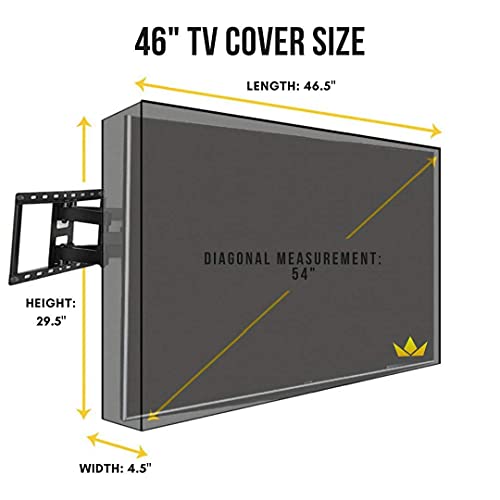 Lish Premium Waterproof Outdoor TV Cover 46 to 48 inches with Front Flap, Thick Fabric, Weatherproof Outdoor TV Enclosure for Outside Tv - Thumbnail 6