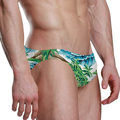 Men Swim Brief Bikini Hawaiian Island Palm Tree Beach Bikini for Men Swim Underwear Medium3