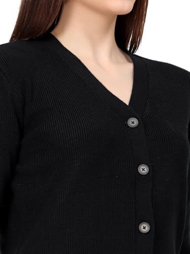 Image of Kalt Women Full Sleeves V-Neck Design Acrylic Cardigan Sweater