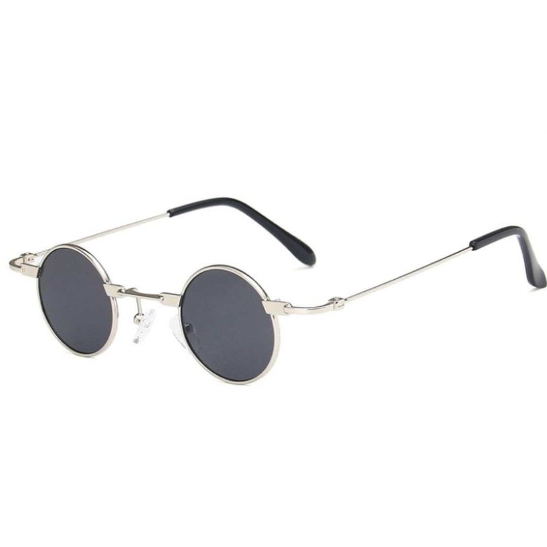 Occhiali da sole vintage da uomo e da donna, con montatura rotonda in metallo punk