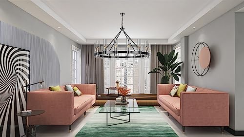 AEULYTIR Black Wagon Wheel Chandelier - Modern Farmhouse Elegance - Image 2