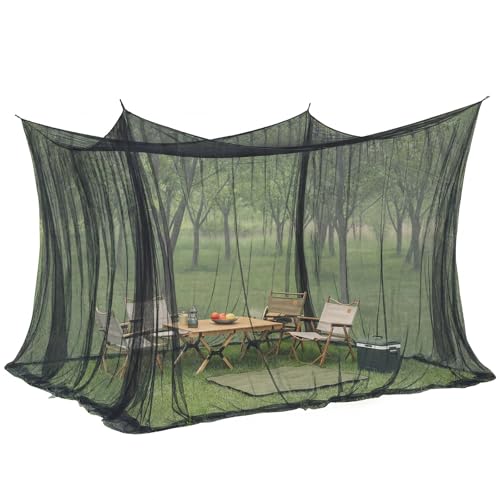 Sekey XXL Moskitonetz Outdoor Reise Doppelbett Mückennetz 300 x 300 x 250 cm 220 Mesh Tragbares Geschlossenes Campingzelt Insektenschutz für Pavillon Garten Balkon Terrasse Fliegennetz Schwarz