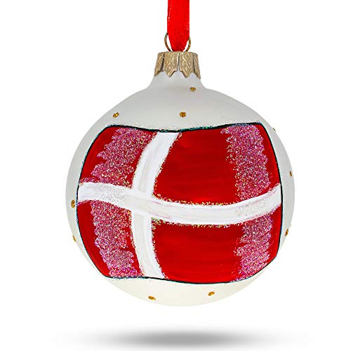 Flag of Denmark Glass Ball Christmas Ornament 3.25 Inches