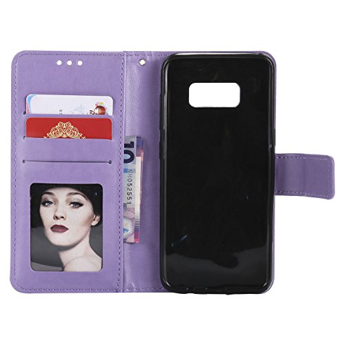 Eyzutak Mandala Phone Cover For Samsung Galaxy S8 Plus, Ultra Slim Flip Case With Card Slot Magnetic Closure Embossing Premium Pu Leather Case With Stand Function And Lanyard, Foldable Motif-Purple #TOP1
