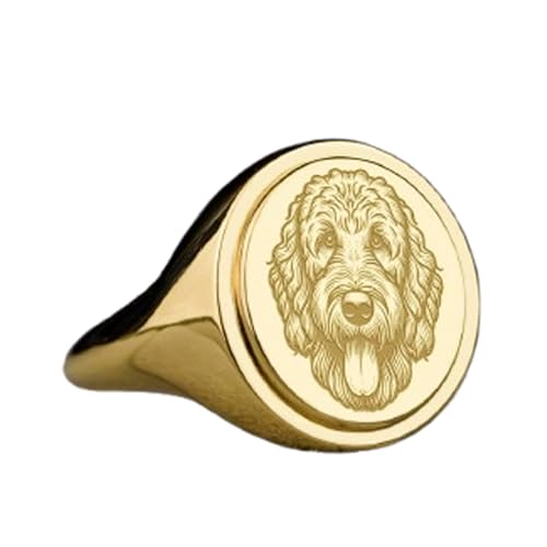 Bague Goldendoodle argent 925 chevalière ovale plaqué or taille 5-12.5