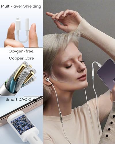 layajia Lightning auf 3.5mm Kopfhöreranschluss Adapter, iPhone Kopfhörer Aux Adapter [MFi Zertifiziert] Dongle Audio Konverter Kompatibel mit iPhone 14 Pro Max 13 12 11 XR XS X 8 7 SE, iPad Pro/Mini
