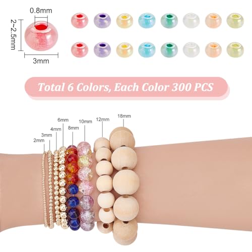 PandaHall 1800pcs 6 Colors Cloudy Fantasy Seed Beads - 3mm Creamy Glass Beads for Bracelet Necklace & Earring - Image 2
