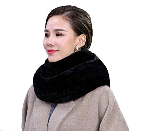 Women's Real Rex Rabbit Hair Scarf Wrap Loop Neckerchief Winter Warm