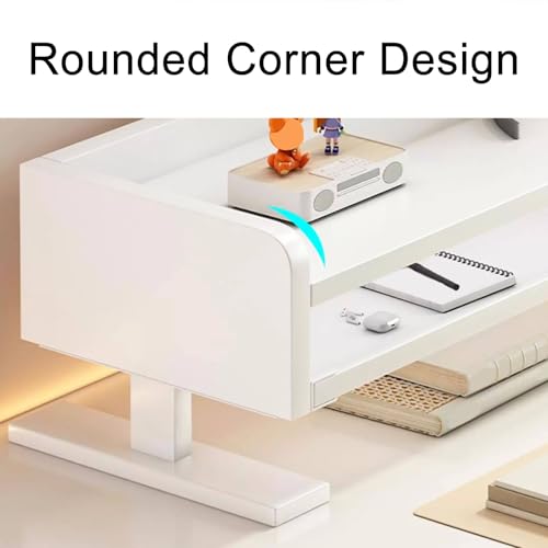 Image of Monitor Riser for Desk, Computer Screen Stand Organizer, Desktop Shelf to Raise Display for Office Home and Student Workspace(White,31.4in /80cm)