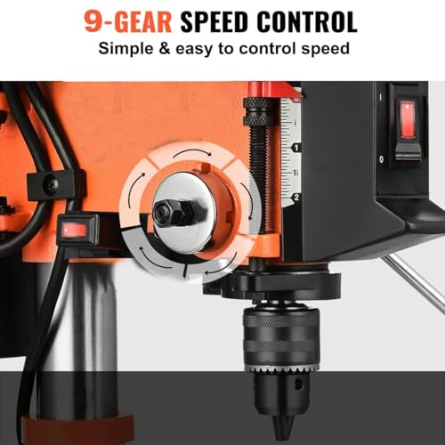 Image of VOLTZ VZ-DP16 1.8-Amp 8-Inch 9-Speed Cast Iron Bench Drill Machine Benchtop Drill Press For Wood Working With Led Light Black /Orange (400W, 0.62 Inches)