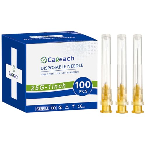Image of 100pcs 25 Gauge 1inch Needle Luer Lock for Scientific Lab | Refilling Inks, Individually Wrapped